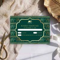 Éléphant indien vert émeraude et or pour mariage