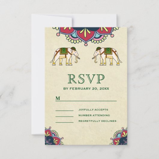 Cartons Réponse Éléphants traditionnels Mariage indien (Devant)
