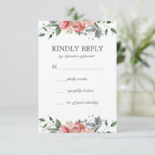 Cartons Réponse Elizabeth Simple Elegant Rose Flowers Mariage (Debout devant)