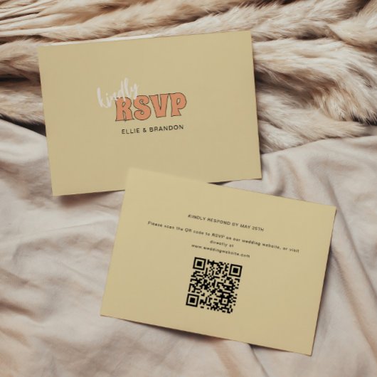 Cartons Réponse ELLIE Code QR Mariage Simple Rétro & Gras
