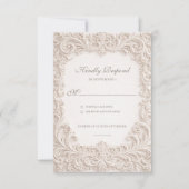 Cartons Réponse Embossed Style Ivory Rococo Scroll Wedding (Devant)