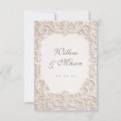 Cartons Réponse Embossed Style Ivory Rococo Scroll Wedding (Dos)