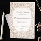 Cartons Réponse Embossed Style Ivory Rococo Scroll Wedding