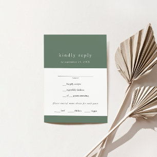 Cartons Réponse EMELIA Moderne Montagne Sage Vert Simple Mariage