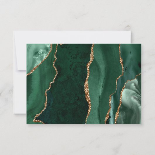Cartons Réponse Emerald Agate Gold Calligraphy Script Mariage (Dos)