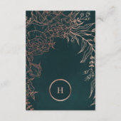 Cartons Réponse Emerald Dusty Rose Gold Monogram Mariage Wreath (Dos)