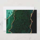 Cartons Réponse Emerald Gold Agate Options de repas Noir Mariage n (Dos)