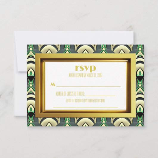 Cartons Réponse Emerald & Gold Art Déco (Devant)