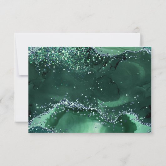Cartons Réponse Emerald Green Agate Arch Mariage Parties scintilla (Dos)