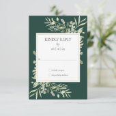 Cartons Réponse Emerald Green Aquarelle Verdure Mariage or (Debout devant)