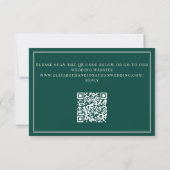 Cartons Réponse Emerald Green Checkered Old Money QR Code Wedding (Dos)