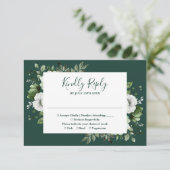 Cartons Réponse Emerald Green Elegant Botanical Floral Mariage (Debout devant)