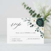 Cartons Réponse Emerald Green Eucalyptus Blanc Floral Mariage (Debout devant)