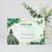 Cartons Réponse Emerald Green Floral Princess Quinceañera (Debout devant)