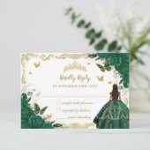 Cartons Réponse Emerald Green Floral Quinceañera Princess Crown (Debout devant)