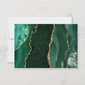 Cartons Réponse Emerald Green Gold Agate Mariage foncé (Dos)