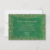 Cartons Réponse Emerald Green Gold Line Art Floral Quinceañera (Devant)