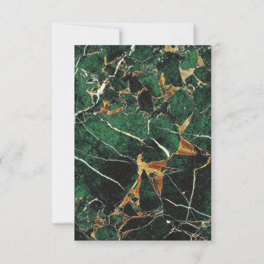Cartons Réponse Emerald Green Marble Faux Gold Foil Mariage (Dos)