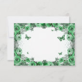 Cartons Réponse Emerald Green Parties scintillant argenté Floral Q (Dos)