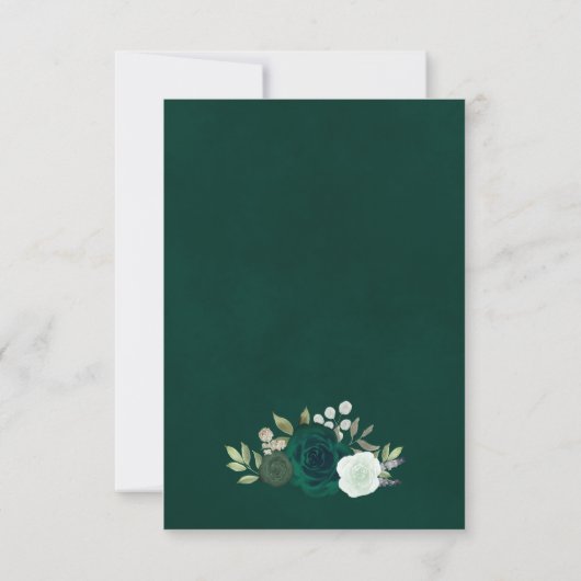 Cartons Réponse Emerald Green Roses Elegant Boho Chic Mariage (Dos)