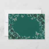 Cartons Réponse Emerald Green Silver Floral Quinceanera Reply (Dos)