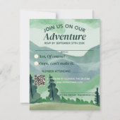Cartons Réponse Emerald Greenery Mountain Pine QR Code Mariage (Devant)