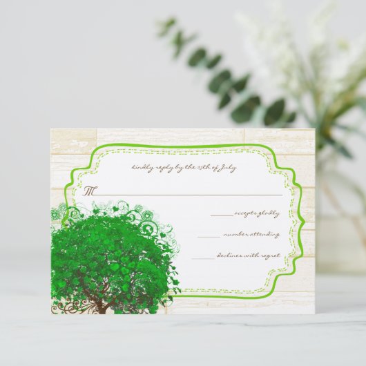 Cartons Réponse Emerald Heart Leaf Tree Grange Mariage en bois RSV (Debout devant)
