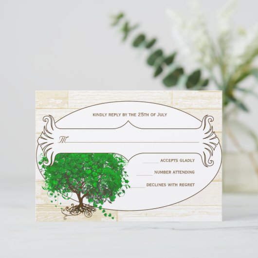 Cartons Réponse Emerald Heart Leaf Tree Grange Mariage en bois RSV (Debout devant)