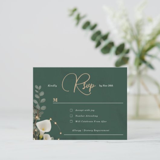 Cartons Réponse Emerald & Ivory Botanical Elegance Wedding (Debout devant)