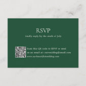 Cartons Réponse Emerald vert QR Code moderne Mariage élégant (Devant)