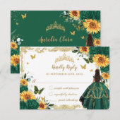 Cartons Réponse Emerald Vert Tournesol Floral Quinceañera robe (Devant / Derrière)
