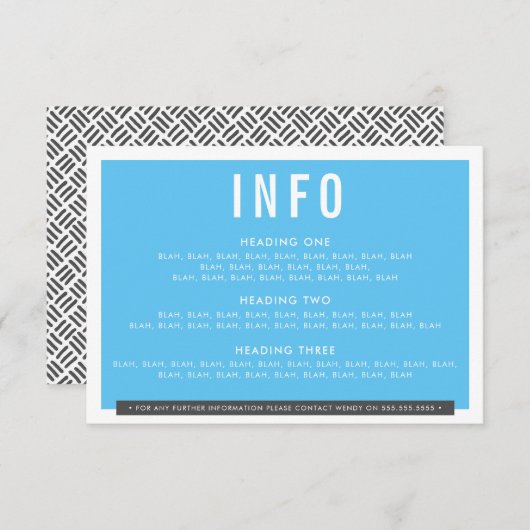 Cartons Réponse ENCLOS DÉTAIL fun bold block charcoal grey aqua (Devant / Derrière)