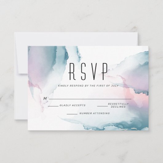 Cartons Réponse Encre liquide moderne turquoise et blanc Rose (Devant)