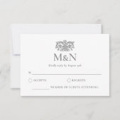 Cartons Réponse Enveloppe intérieure grise avec monogramme pour ré (Devant)