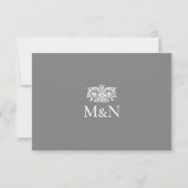 Cartons Réponse Enveloppe intérieure grise avec monogramme pour ré (Dos)