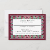 Cartons Réponse Épée florale argentée médiévale rouge mariage roya (Devant)