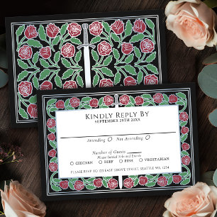 Cartons Réponse Épée florale médiévale argentée noire Mariage roya