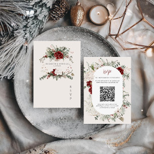 Cartons Réponse Épinette et dentelle   Hiver Floral Mariage Crest 