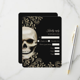 Cartons Réponse Épouvantable crâne floral rouge foncé gothique hal