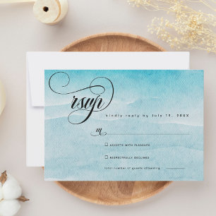 Cartons Réponse Été bleu minimaliste Mariage plage Océan bleu