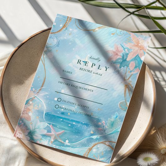 Cartons Réponse Ethereal Ocean Light Wedding