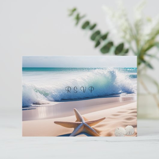 Cartons Réponse Étoile de mer de plage Sable Vagues (Debout devant)