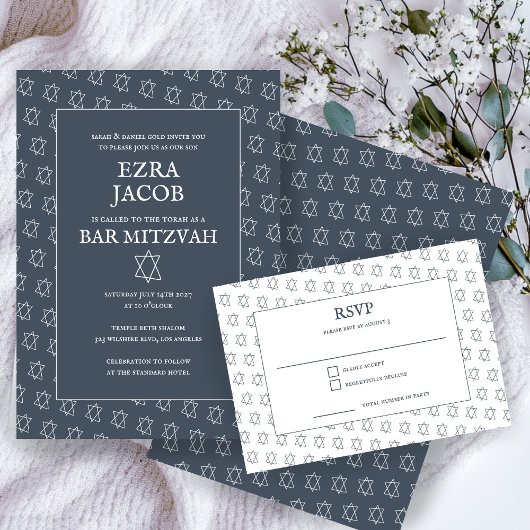 Cartons Réponse Étoile simple de David Custom B'nai Bat Bar Mitzva