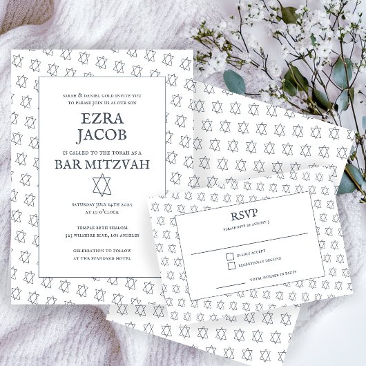 Cartons Réponse Étoile simple de David Custom B'nai Bat Bar Mitzva