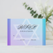 Cartons Réponse Étoile violette turquoise de David Bat mitzvah RSV (Debout devant)