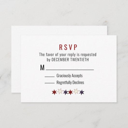 Cartons Réponse Étoiles bleues rouges minimalistes (Devant / Derrière)