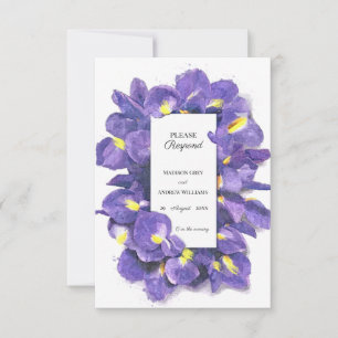 Cartons Réponse Étonnant violet Irises Aquarelle Floral Mariage