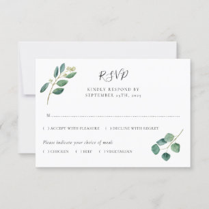 Cartons Réponse Eucalyptus Aquarelle Feuille Mariage botanique