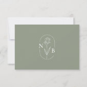 Cartons Réponse Eucalyptus blanc Rose Mariage QR Code (Dos)