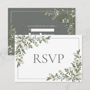 Cartons Réponse Eucalyptus Botanique Sage Green Script Mariage RSV